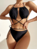 Bikini Three-piece Suite 2022 new pattern Europe and America Cross border Swimsuit lady black Boxer Foreign trade bikini Swimwear