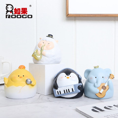 Zakka Cartoon Animal Creative Music Party Band Desk Decorative Item Car Interior Decoration Resin Car Ornament