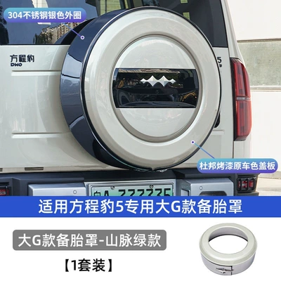 stainless steel appearance, off-road tailgate accessories — Spare wheel cover - equation-leopard-5-equator-5-large-g-model-spare-tire-cover-dupont-paint-mountain-green