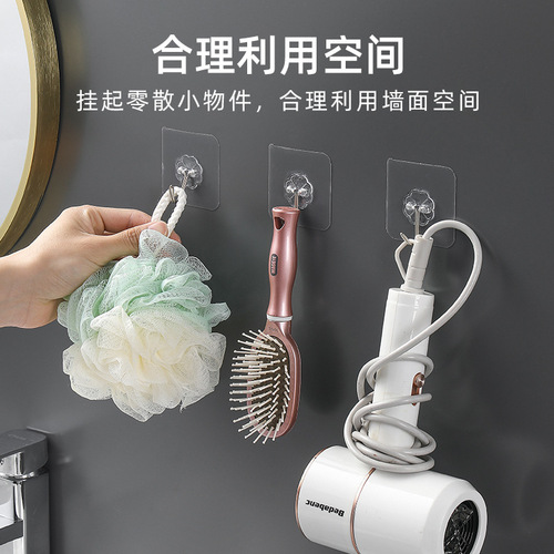 Clear hole-free hook without trace strong adhesive wall-mounted hook for bathroom living room door-back hanger clothing hook self-adhesive hat and coat hanger