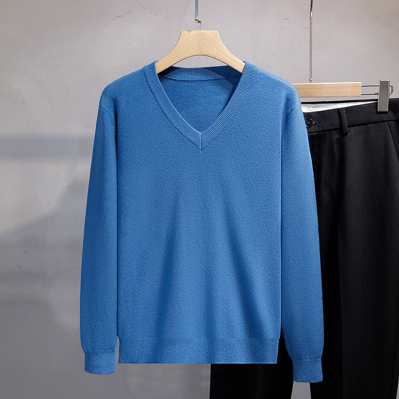 Cross-Border 2025 Autumn and Winter New Commuter Men's Pullover Long-Sleeved Fashionable Urban V Neck Knitwear Bottoming Shirt Top Cross-Border 2025 Autumn and Winter New Commuter Men's Pullover Long-Sleeved Fashionable Urban V Neck Knitwear Bottoming Shirt Top