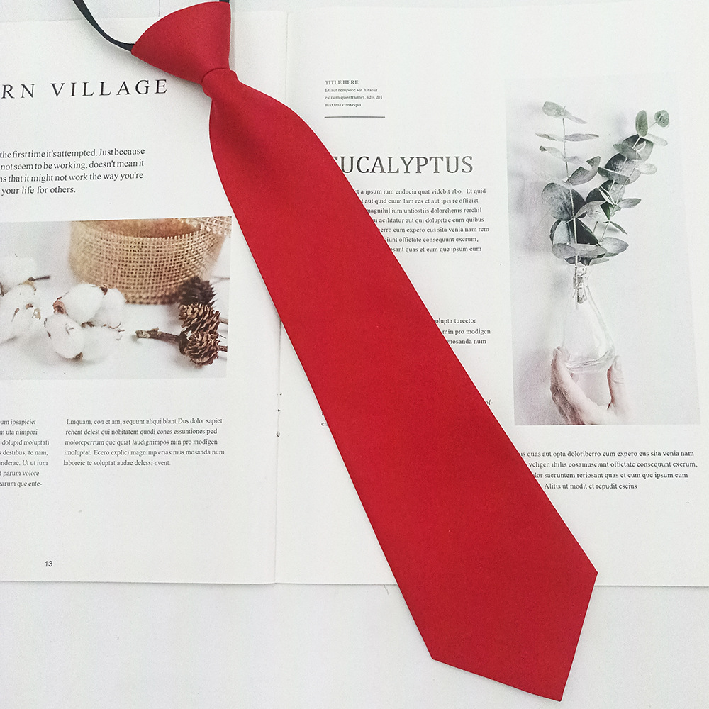 Los fabricantes venden al por mayor corbata con cremallera para mujer, fácil de tirar, sin estilo, moda de negocios profesional, corbata casual de color sólido para mujer