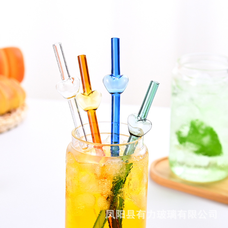 amor pipas de vidrio transparente color tubo recto alto borosilicano resistente al calor jugo de té tubo de vidrio pipas de vidrio de color
