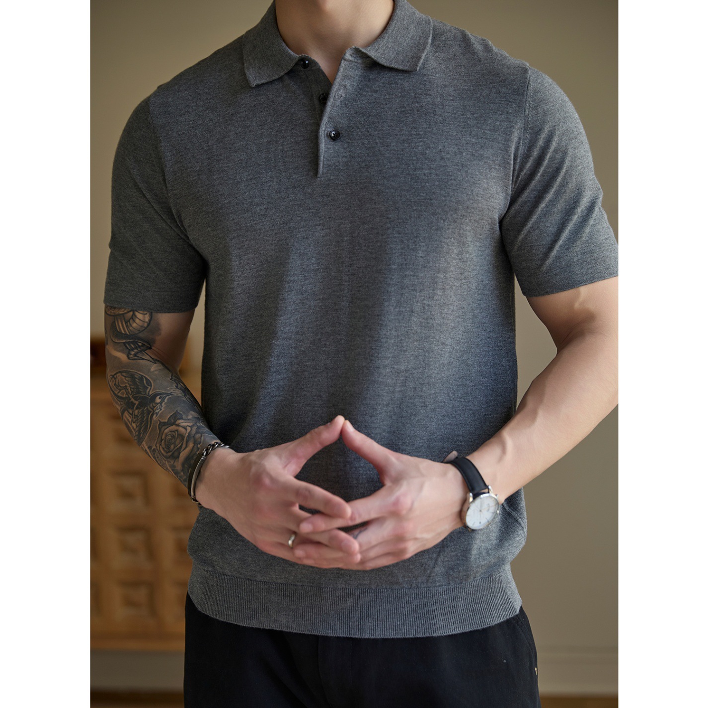 Suéter fino de verano Camisa POLO delgada de manga corta para hombre Camiseta muscular de visualización de negocios Comercio exterior Fábrica transfronteriza al por mayor
