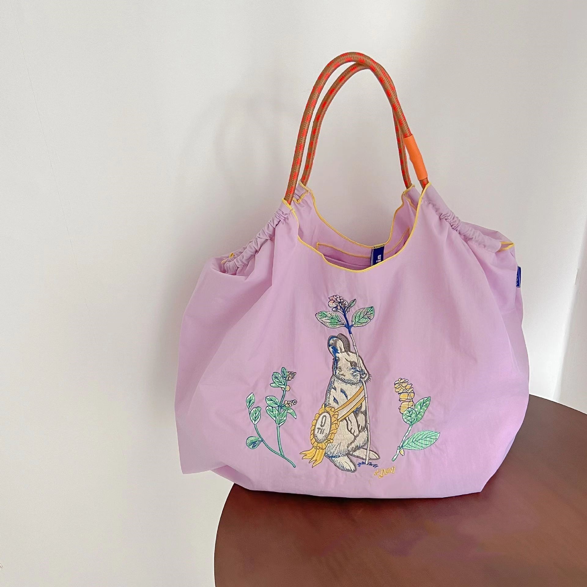 Bolsa de compras impermeable bordada, bolso de nailon, bolso de lona, bolso de tela informal, bolso de mujer, bolso de hombro de gran capacidad, ultraligero image 5