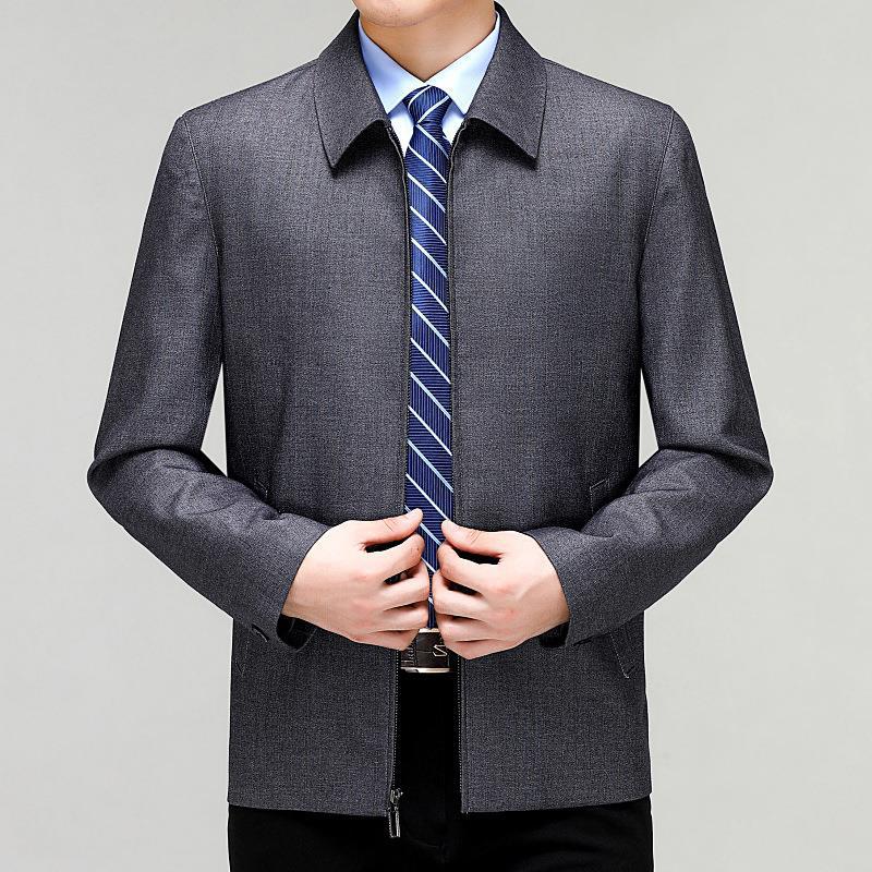 轻奢品牌男装夹克2025年秋冬高端羊毛免烫轻商务休闲翻领外套长袖