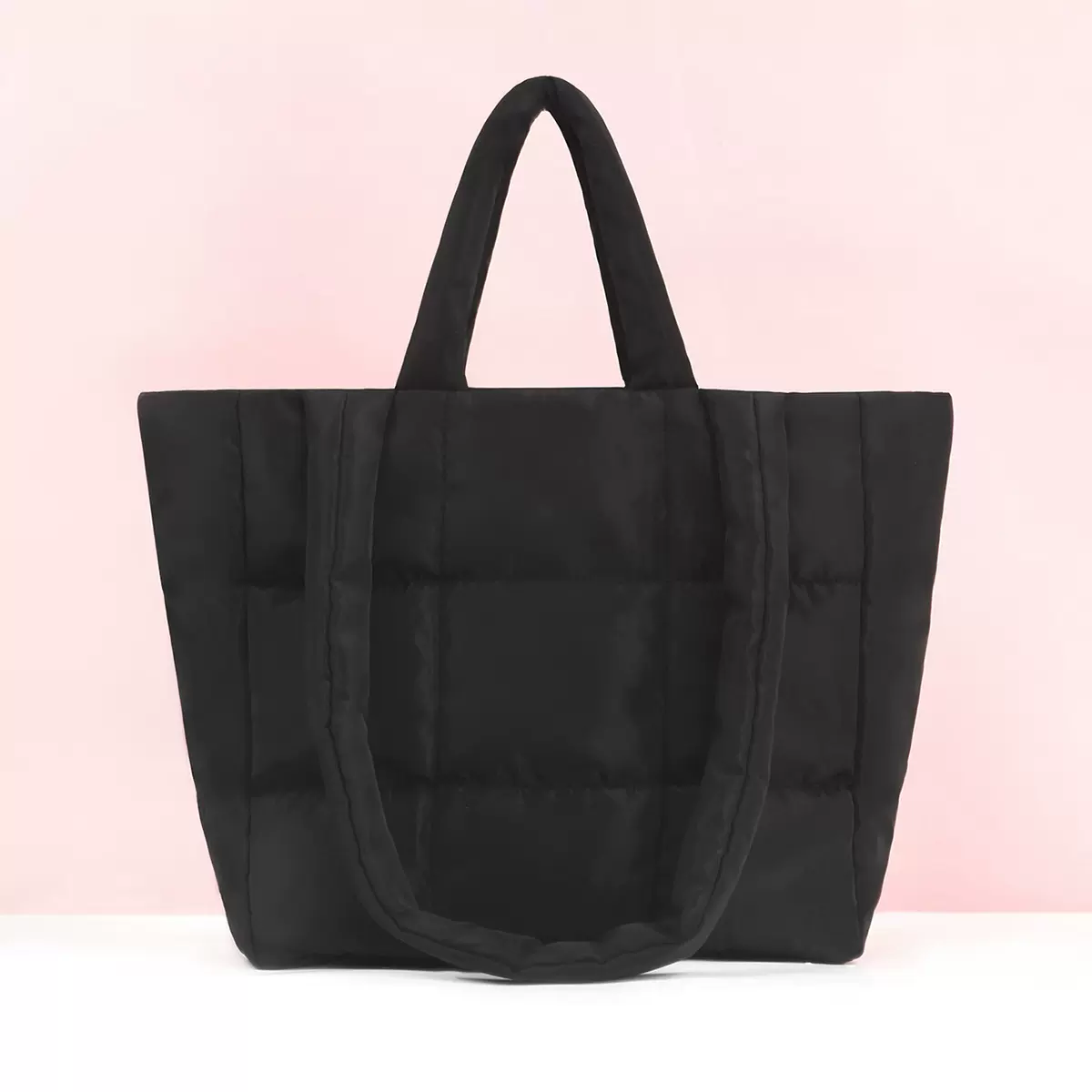 跨境2024托特包女大容量腋下包九宫格子棉服包大容量手提单肩包包