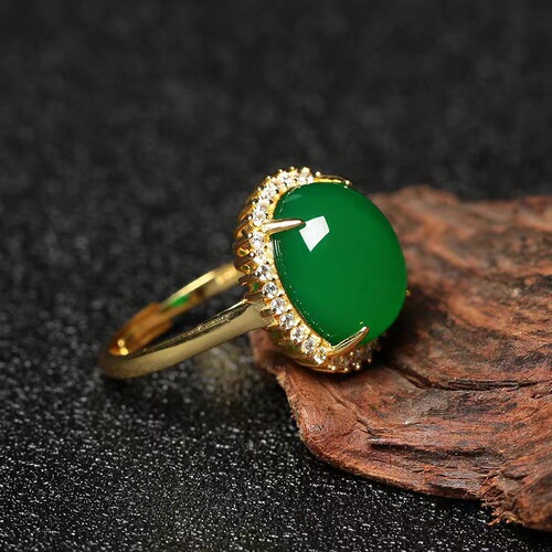 15*20 Second Generation Green Jadeite Agate Pendant Necklace