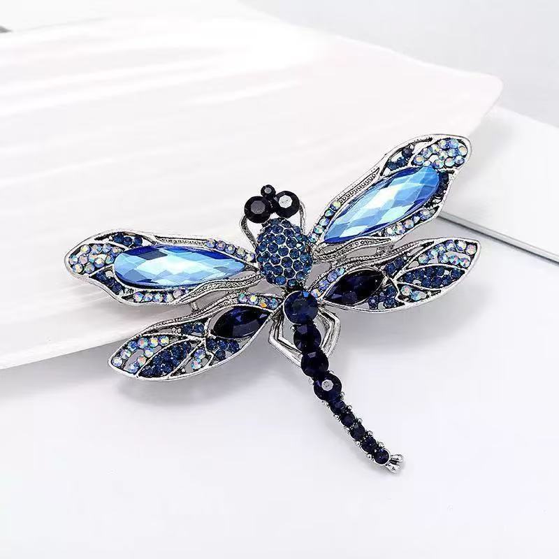 New Fashion Rhinestone Brooch, High-End Korean Style Simple Coat Pin, Brooch for Women, Insect Dragonfly Butterfly