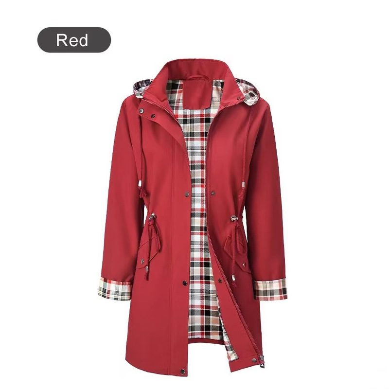 Women's Outdoor Sportswear Jacket, Lightweight Hooded Casual Versatile Detachable Waist-Cinching Windbreaker Jacket