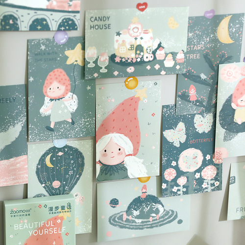 Morning postcards, calligraphy and painting series, creative fresh and cute style gift messages, greeting cards, blessing cards, 4 types