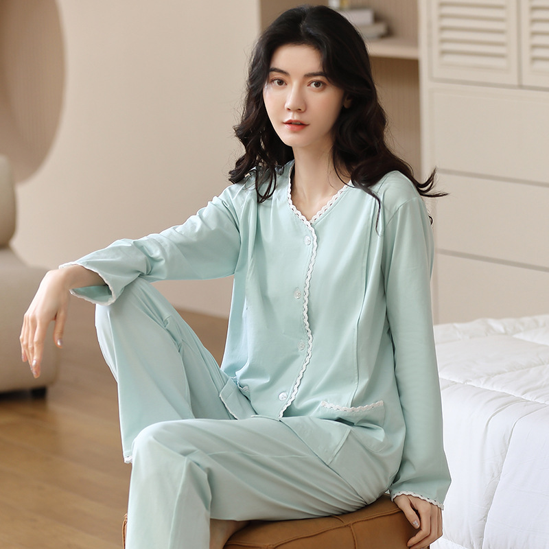 High-end modal confinement clothes, cool cotton summer thin maternity suits, postpartum spring and autumn nursing pajamas, home clothes