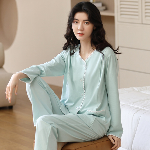 High-end modal confinement clothes, cool cotton summer thin maternity suits, postpartum spring and autumn nursing pajamas, home clothes