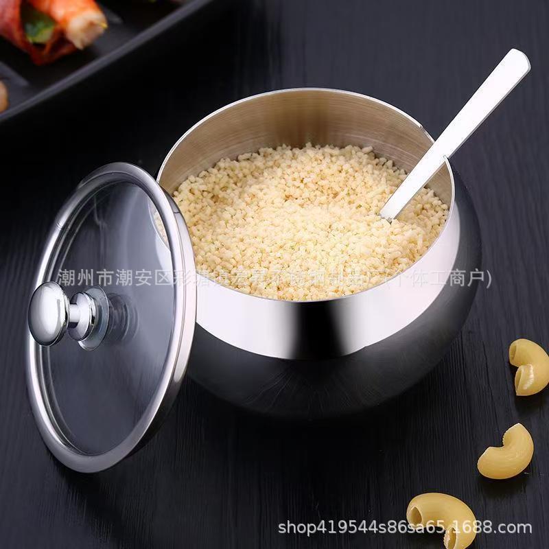 304圆形不锈钢调味罐调味盒盐味精鸡精辣椒胡椒糖调料厨房番茄型|undefined