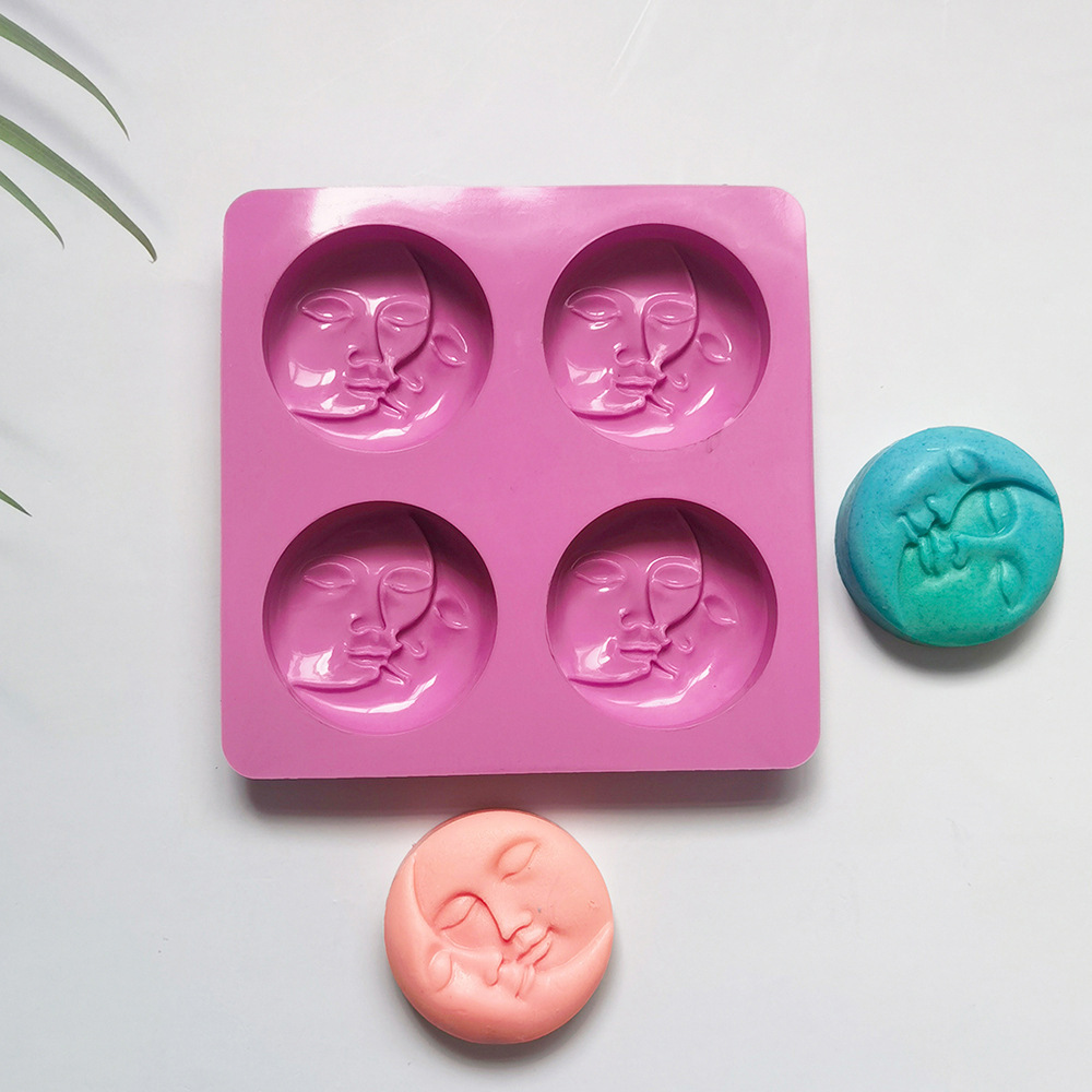 4连双面脸肥皂588巧克力硅胶模具蛋糕布丁甜点模具肥皂烘焙用具