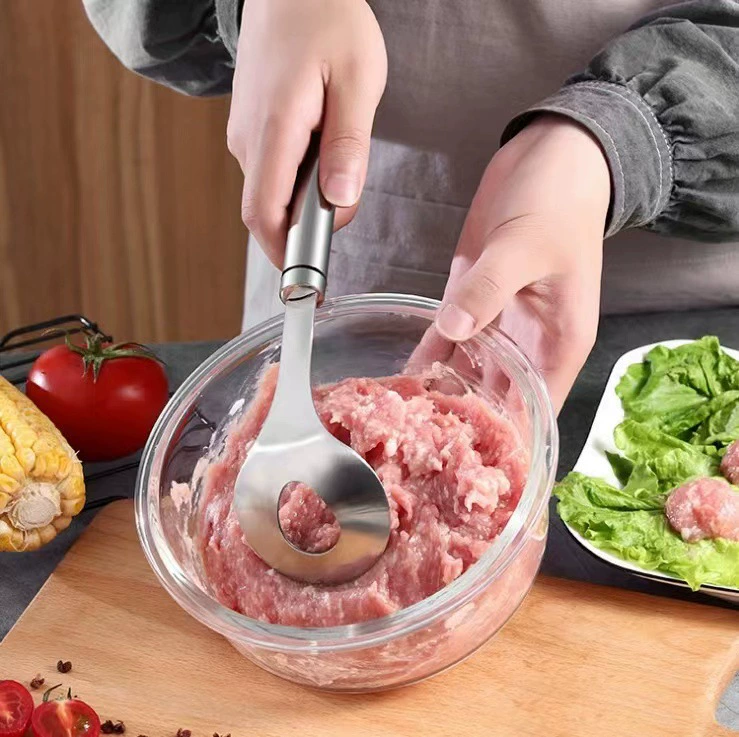 Устройство для мясных шариков из нержавеющей стали 304, творческая кухонная ручная выжималка для мясных шариков из рыбы, ложка для формирования шариков