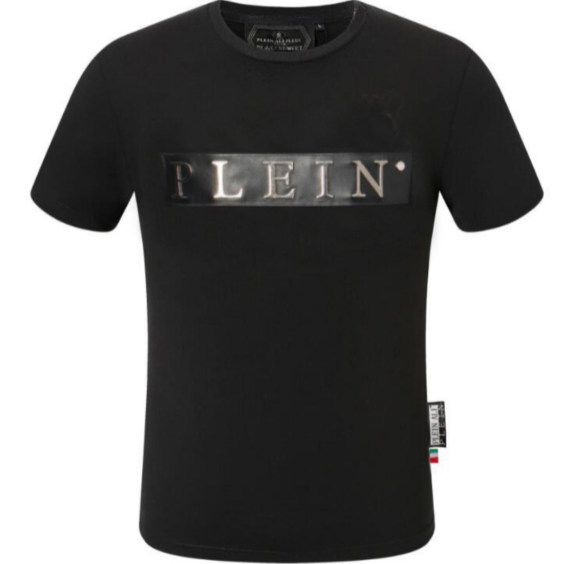Philip Pripron Trendy Brand Fashion Men's Short t Domineering Personalized Short-Sleeved Men's Round Neck t Casual Leather Logo