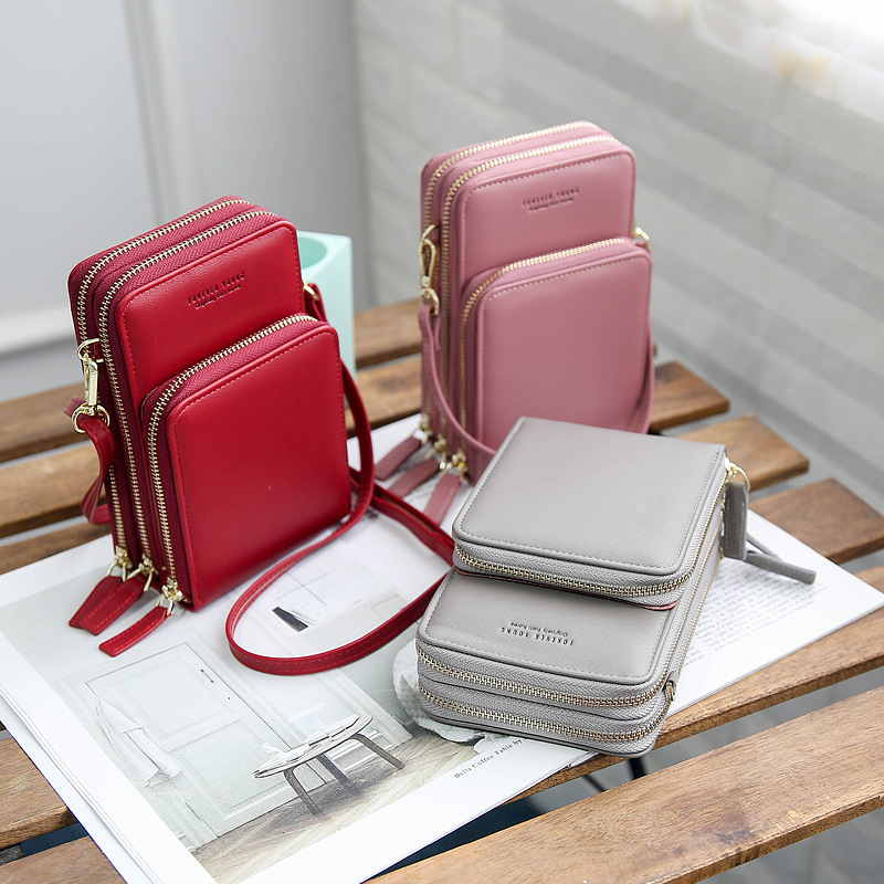New Korean Style Bag Women's Fashionable Large Capacity One-shoulder Women's Wallet Women's Crossbody Bag Solid Color Multi-compartment Mobile Phone Bag