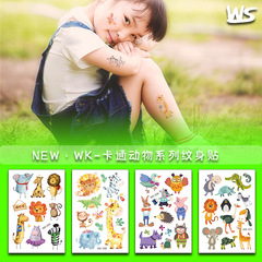 Cartoon Space Unicorn Mermaid Color Tattoo Sticker Cute Circus Robot Dinosaur Animal Sticker