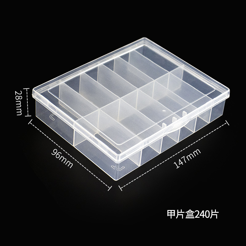 Caja de uñas Nail Nail Wear Caja de almacenamiento de uñas Joyas Caja de joyería Caja de herramientas de plástico transparente de rejilla múltiple al por mayor