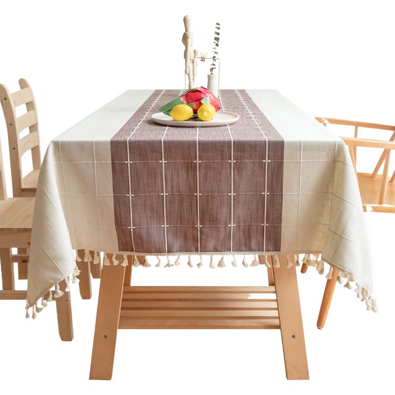 Henggang simple camino de mesa japonés mantel nórdico ins fresco clásico pequeño Plaid Mesa Redonda mesa de comedor rectangular