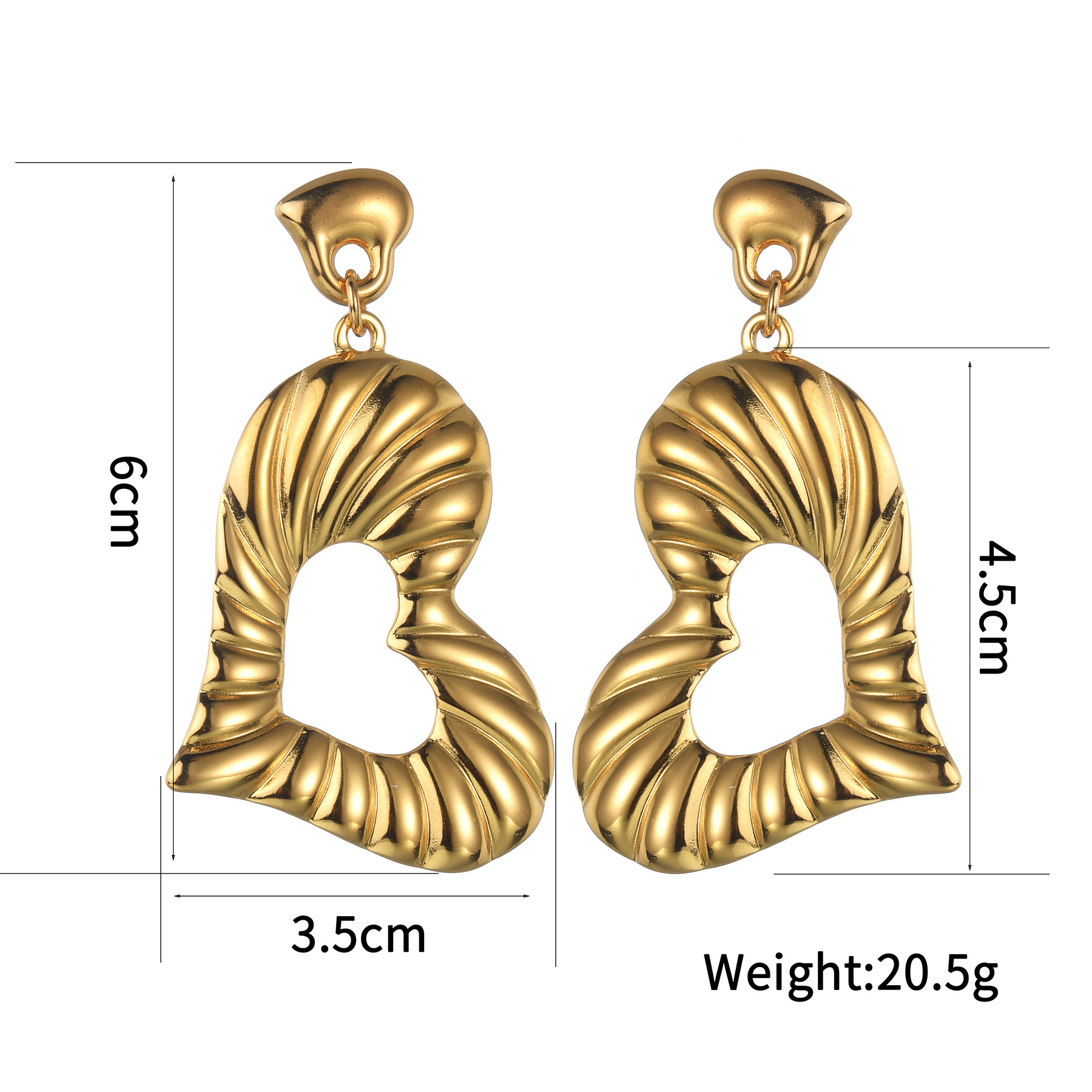 9g Weight PVD Coated Gold Plating Process 201 Stainless Steel Ear Needle Material 18K Real Gold Plated Plating Material Stone-Free Inlay Material Drop Earrings, Ear Studs Classification 1 Pair Quantity Daily Occasion 201 Stainless Steel Material Heart Shape Pattern Women's Gender Retro, IG Style Style Mixed Metal, Plating Craft 1 Pair IG Style Retro Heart Shape Mixed Metal Plating 304 Stainless Steel Drop Earrings Ear Studs 12