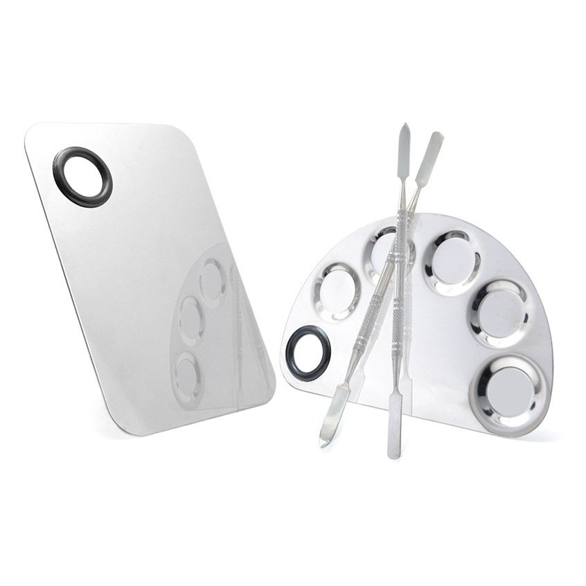 Mini maquillaje de Acero Inoxidable base de uñas de arte paleta al por mayor anillo de tamaño pequeño anillo de maquillaje paleta traje