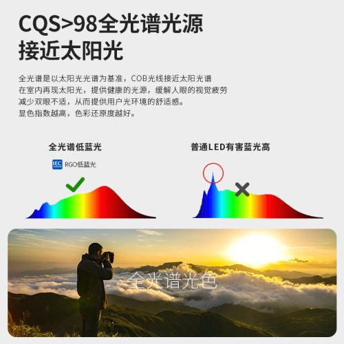 Full spectrum spotlight embedded home living room COB wall washer low blue light no main light anti-glare spotlight hill