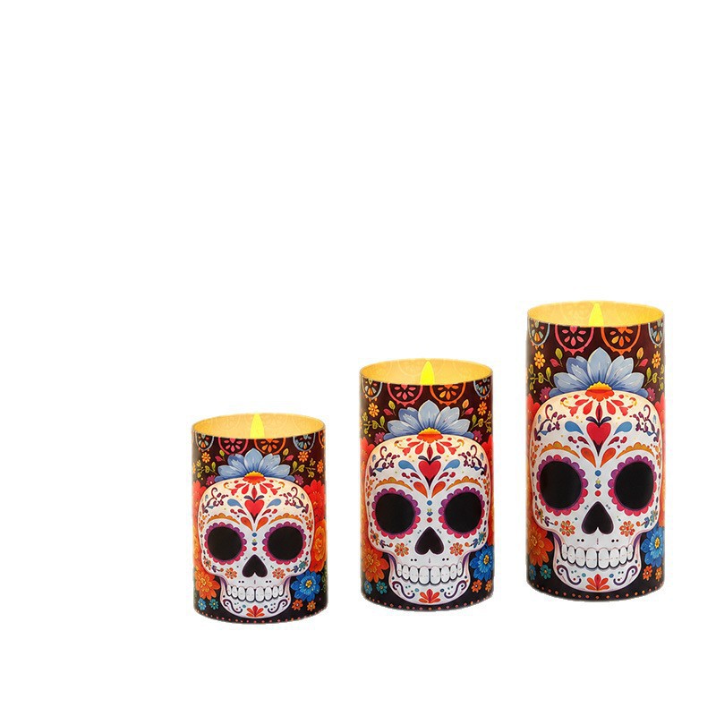 Transfronterizos LED lámpara de vela electrónica Halloween simulación de llama lámpara creativa calavera fiesta fiesta luz de atmósfera