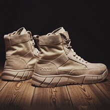 马丁靴男款秋季新款透气沙色帆布靴子男士高帮鞋工装户外登山潮鞋