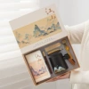 Black laptop, USB flash drive, gift box