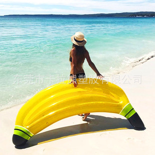 In-Stock Pool Inflatable Banana Float Yellow Pvc Inflatable Banana Float Bed Floating Mat Water Play Supplies