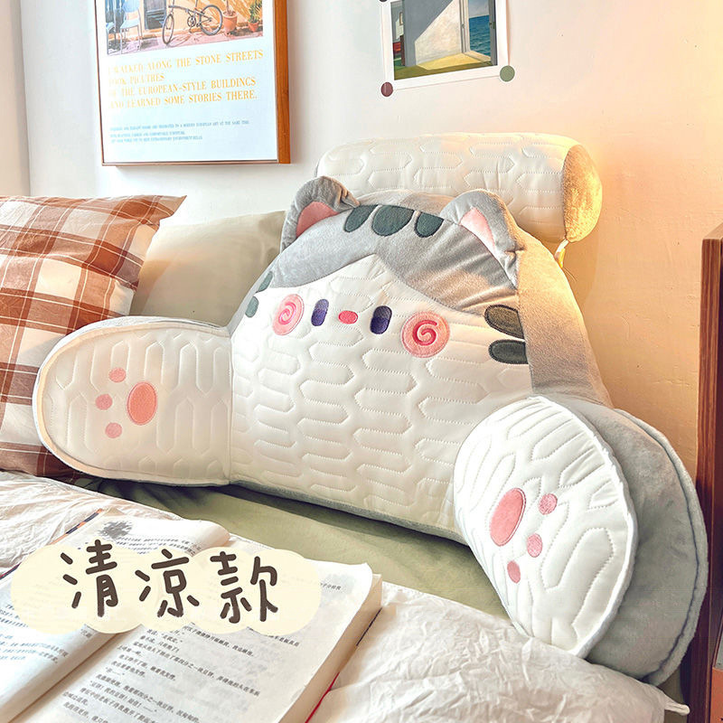 [summer ice silk style] gray cat cushion + headrest [medium size 65x40cm removable and washable independent liner]