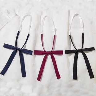Jk collar rope small long handle solid color thin strip collar flower uniform bow bow free female factory in stock wholesale