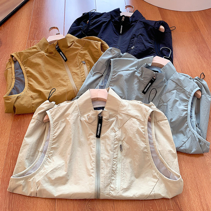 Outdoor Thin Mesh Functional Summer Men's Windproof and Waterproof Sports and Leisure Breathable Vest Vest Jacket