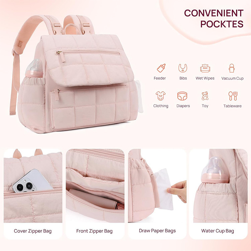 Amazon nueva mochila de pañales inflables bolsas de pañales con bolsillo aislante de pañales de viaje con almohadilla de pañales
