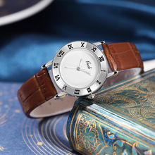 歌迪复古轻奢真皮手表女士简约气质石英表女款高颜值防水皮带表