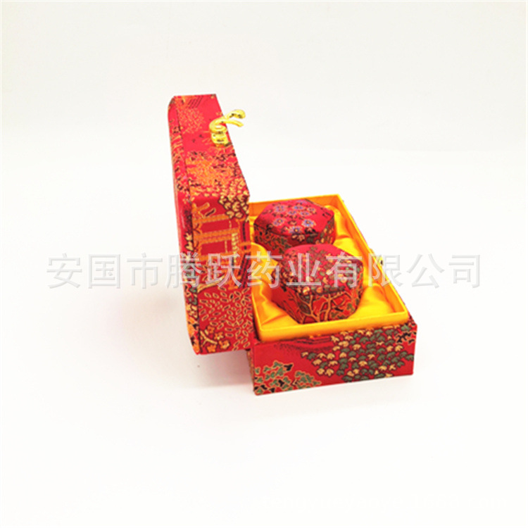 Brocade Hexagonal Honey Pill Gift Box 2 Pack Empty Acrylic Pill Container for Herbal Storage preparation