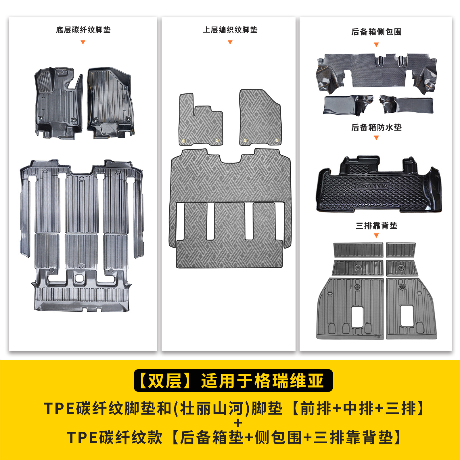 Shiyong – TPE Carbon Fiber Universal Foot Pad - double-layer-gravia-full-car-tpe-carbon-fiber-floor-mats-landscape-frontmiddlethird-row-tpe-carbon-fiber-rhombus-trunk-mat