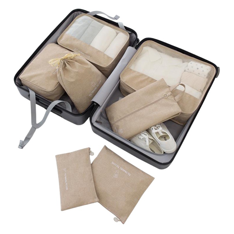 Bolsa de almacenamiento de viaje 7-piece set traje estilo nórdico Oxford paño simple clasificación de ropa bolsa de organización suministro directo de fábrica