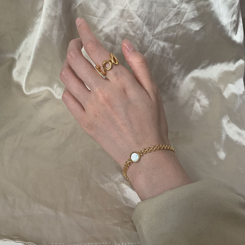 Fashion Round Titanium Steel Inlay Shell Bracelets