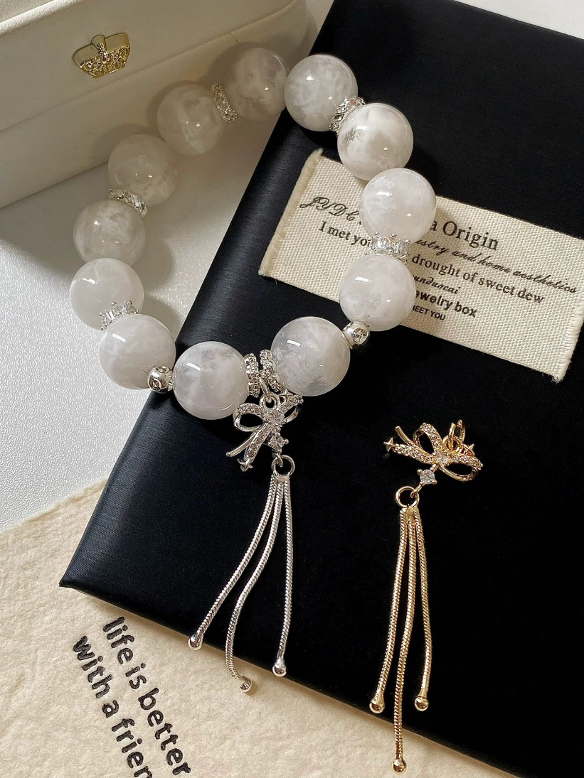 Color-Preserving Bowknot Tassel Pendant Spacer Beads Crystal DIY Beaded Bracelet Necklace Through-Hole Jewelry Accessories Wholesale