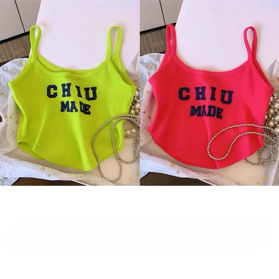 Girls' Summer New Camisole With Letter Print, Short Sleeveless Outerwear Top, Trendy 0188A052_ecoleips.com