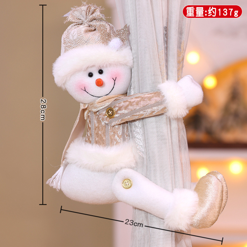 クロスボーダー新しいクリスマスカーテンバックル装飾クリスマスシャンパンベルベットカーテン老人雪だるまホームデコレーション|undefined