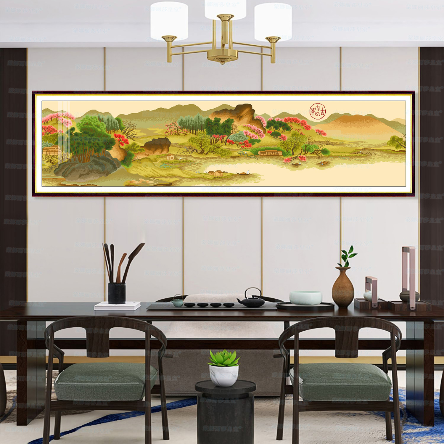 Monalisa Royal punto de cruz Xishan chunxiaotu Sala estar elegante famosa pintura decoración bordado hilo hecho a mano Chino image 2