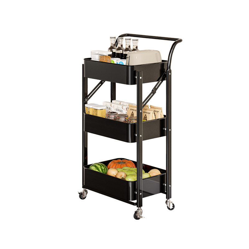 Sofá de carro de hierro forjado multifuncional plegable multicapa móvil estante de cabecera de la cama para sala de estar