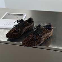 THE-FENGLIYA秋季新款欧美风豹纹德训鞋女软底鞋休闲板鞋小众潮鞋