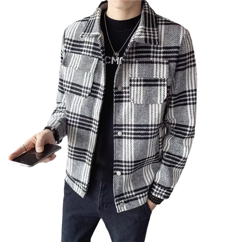 Abrigo de lana corto engrosado con algodón para hombres jóvenes otoño e invierno chaqueta de solapa delgada para hombres chaqueta de lana para hombres