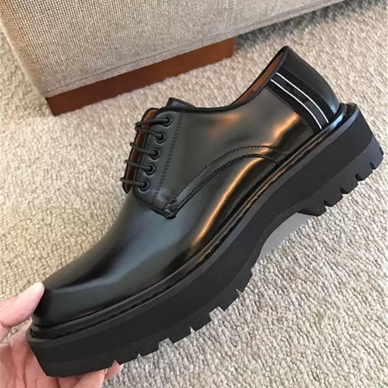 高级感男鞋德比鞋漆皮高端牛皮开边珠厚底增高休闲新郎婚鞋皮鞋男