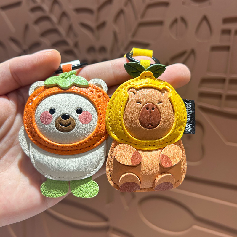 クリエイティブカピバラ小さなペンダント漫画革かわいい動物絶妙なカップルバッグ小さなギフト車のキーホルダー|undefined